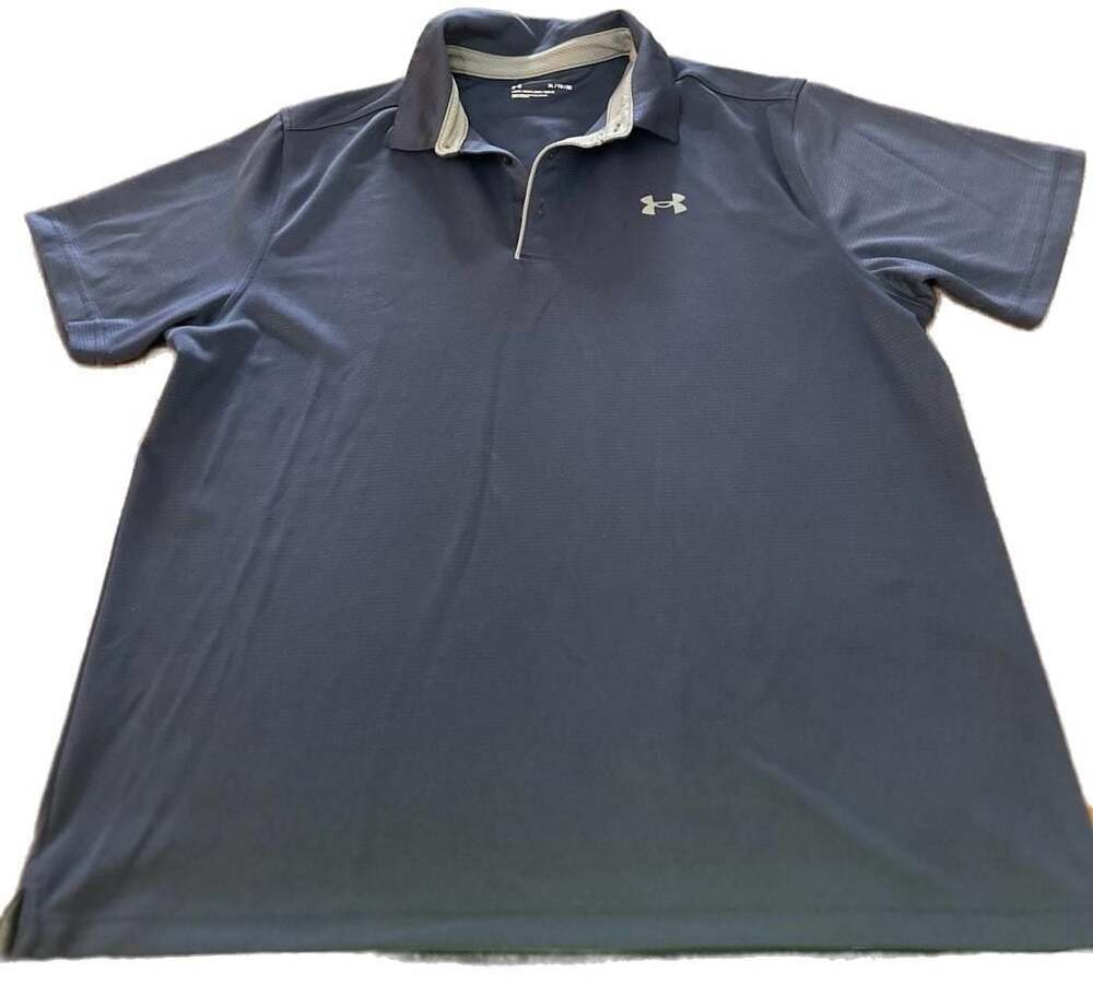 Under Armour Men's Loose Fit Performance Golf Polo Shirt Navy Blue Size XL